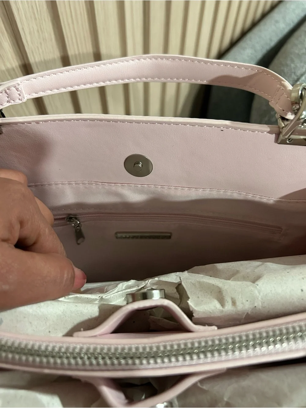 Steve Madden Light Pink Chain-Handle Satchel